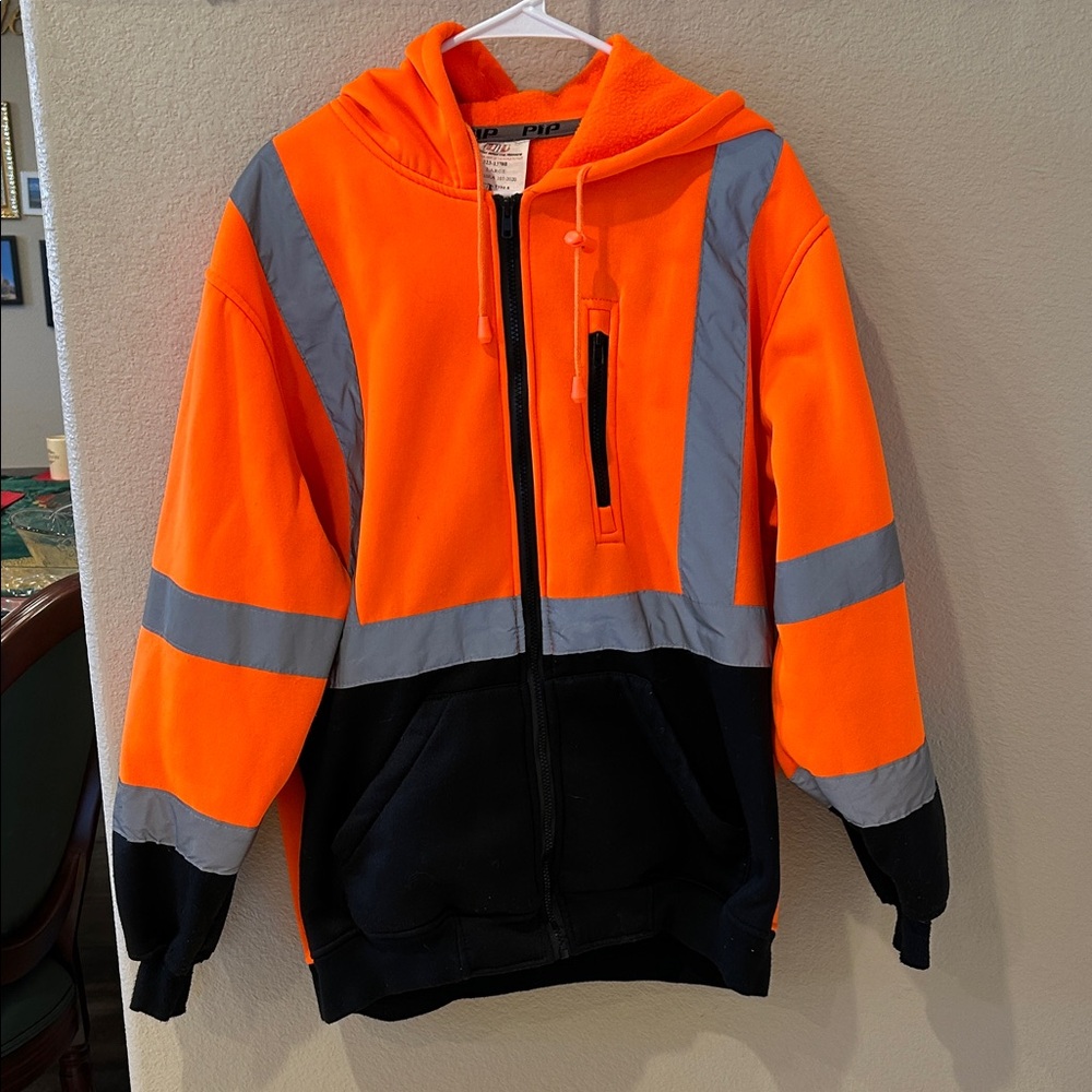 Men's Orange and Black Hi-Vis Hoodie